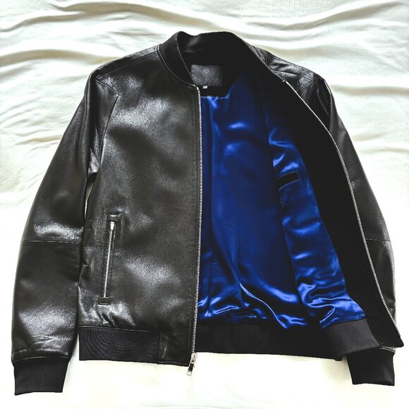 Lambskin Leather Bomber Jacket by Cadogan - Picture 2 of 7
